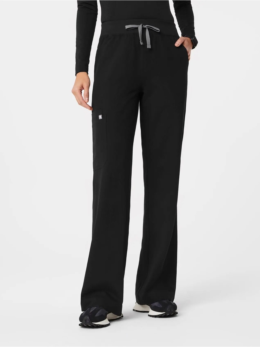 Figs Black Wide-Leg Drawstring Scrub Pants